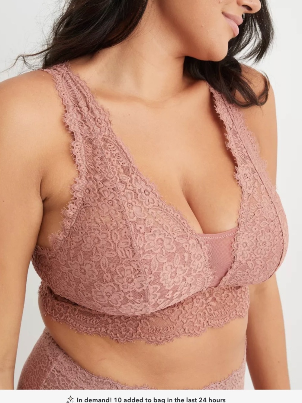 Aerie Eyelash Lace Padded Plunge Bralette